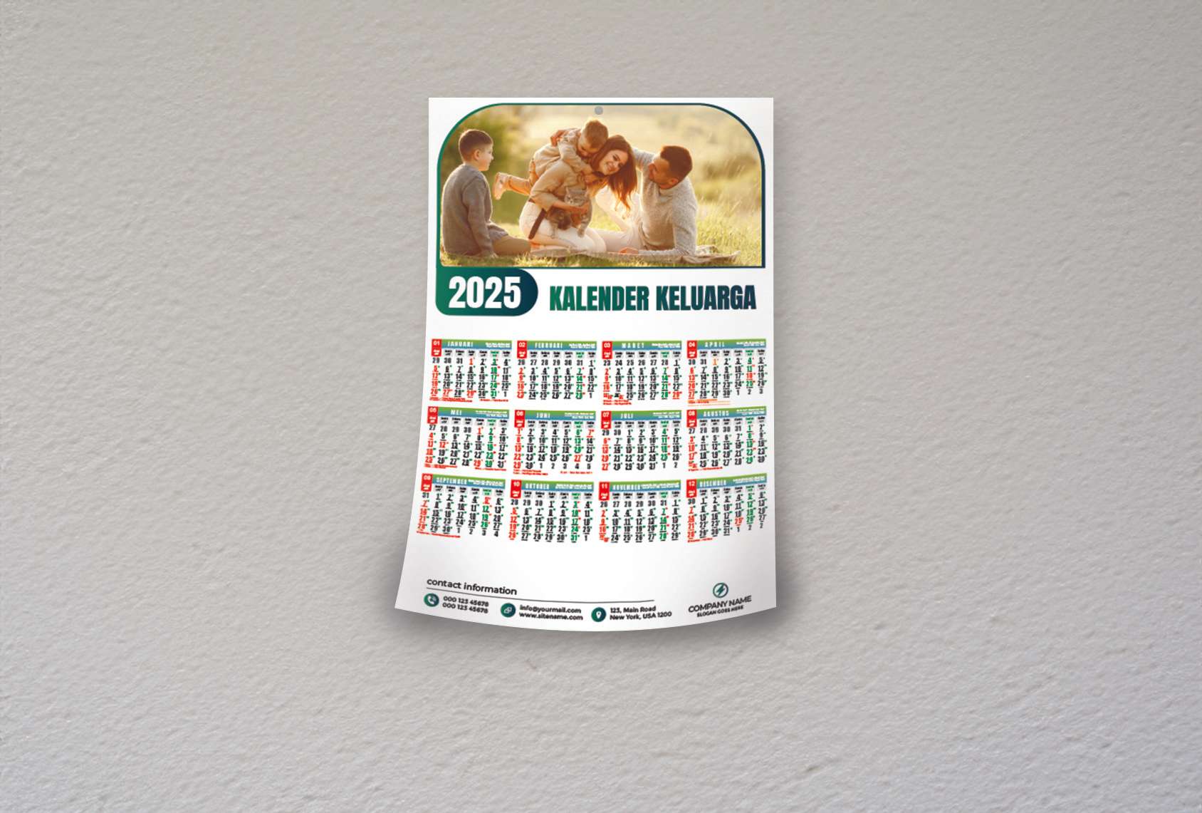 Kalender Tahun 2025 - Front view