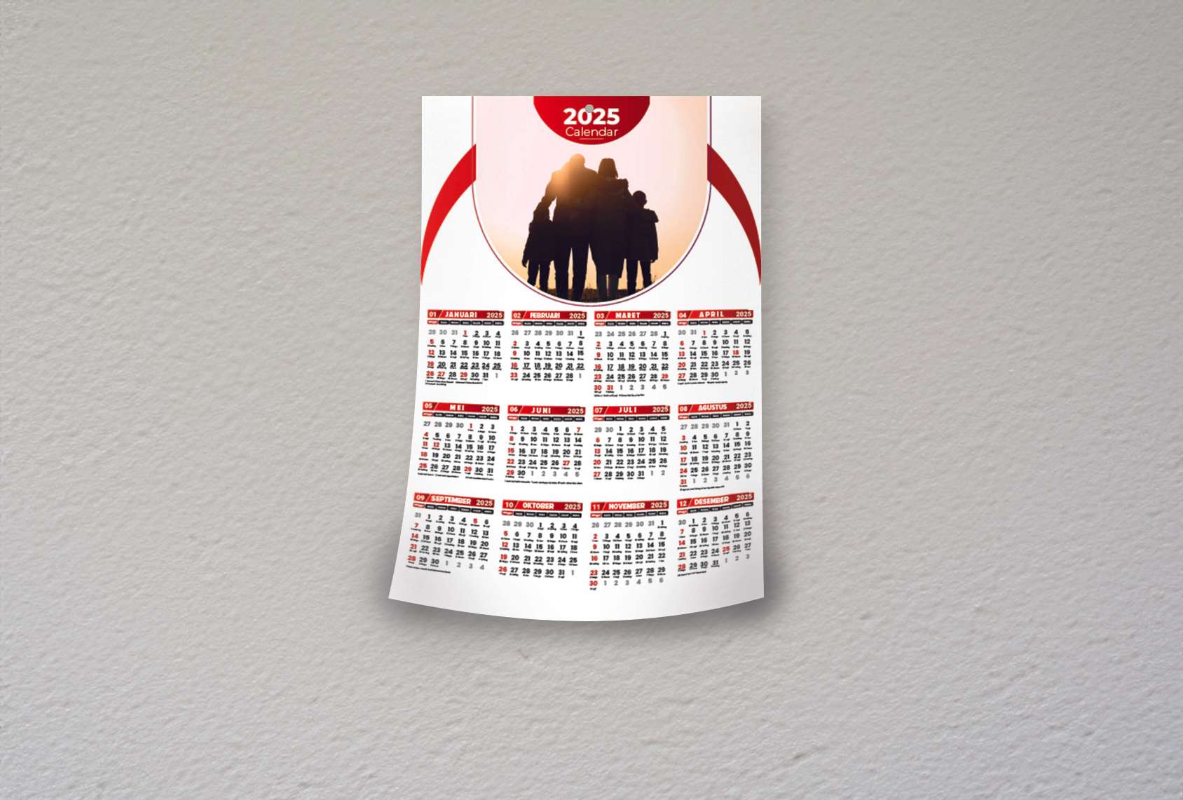 Kalender Tahun 2025 - Front view