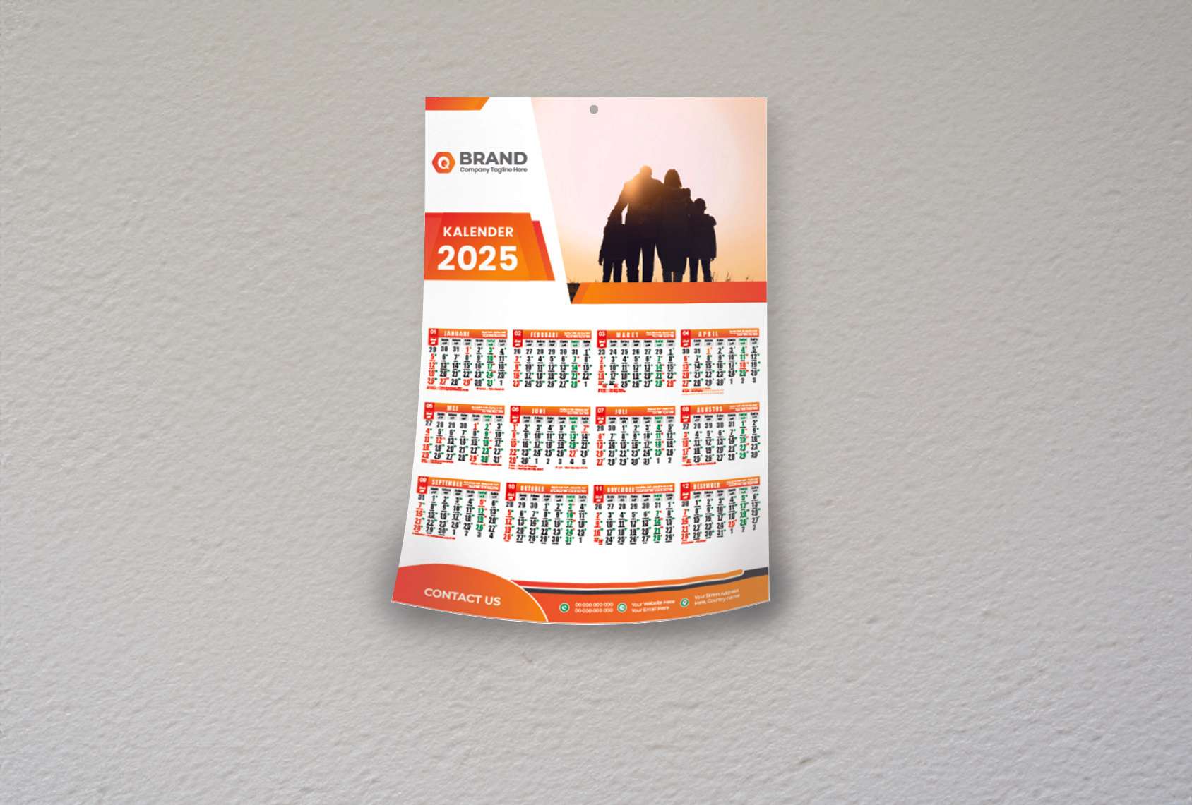 Kalender Tahun 2025 - Front view