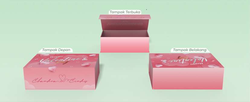 Box Hard Cover Valentine Tema Warna Pink Putih  - Image 1