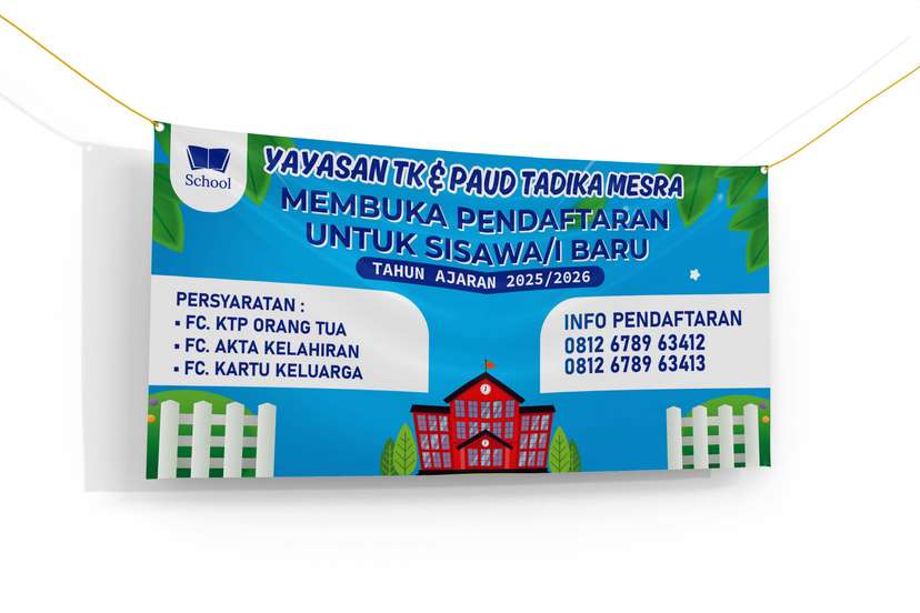 Banner Penerimaan Siswa Baru TK dan Paud Desing Simple Biru dan hijau - Image 1