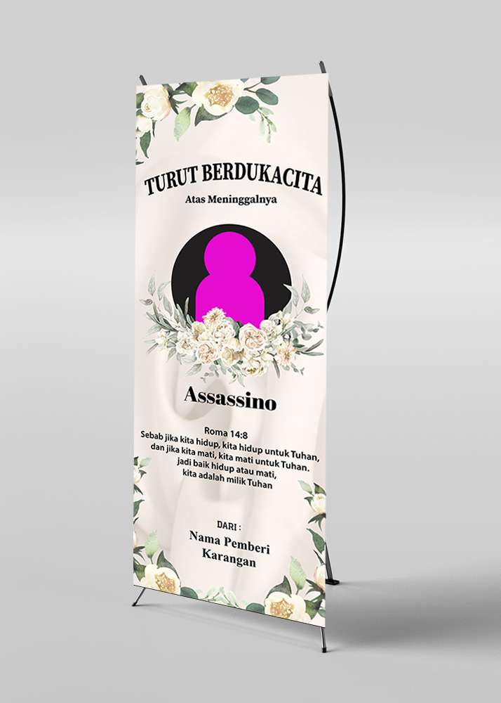 Baliho Duka Cita Elegan dengan Desain Bunga Putih - Image 1