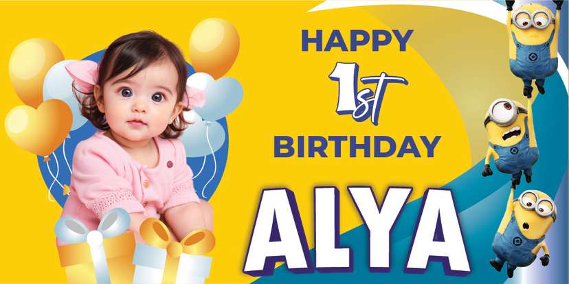 Baliho Ulang Tahun Anak Minions - Image 1