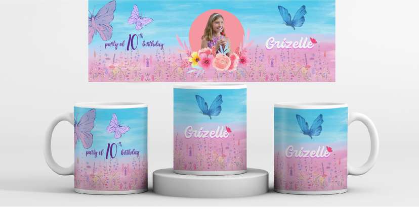 Mug Souvenir Ultah Tema Butterfly Kupu kupu - Image 1