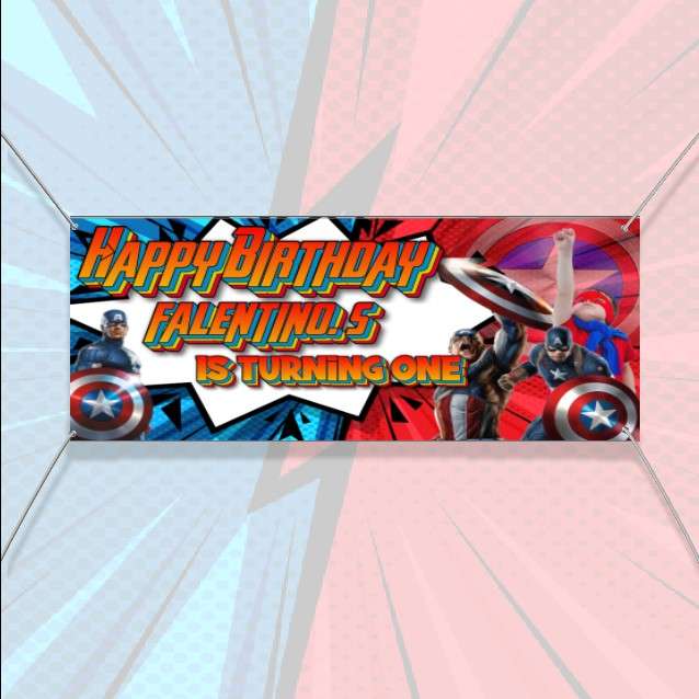 Baliho Ulang Tahun Anak Tema Captain Amerika - Image 1