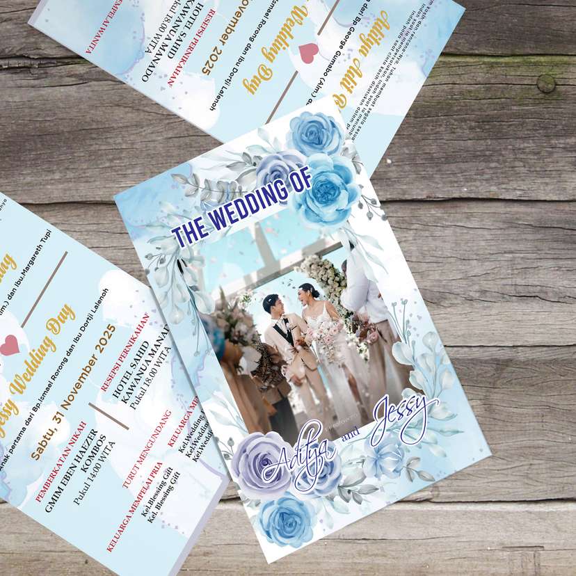 Undangan Wedding Nuansa Warna Biru - Image 2