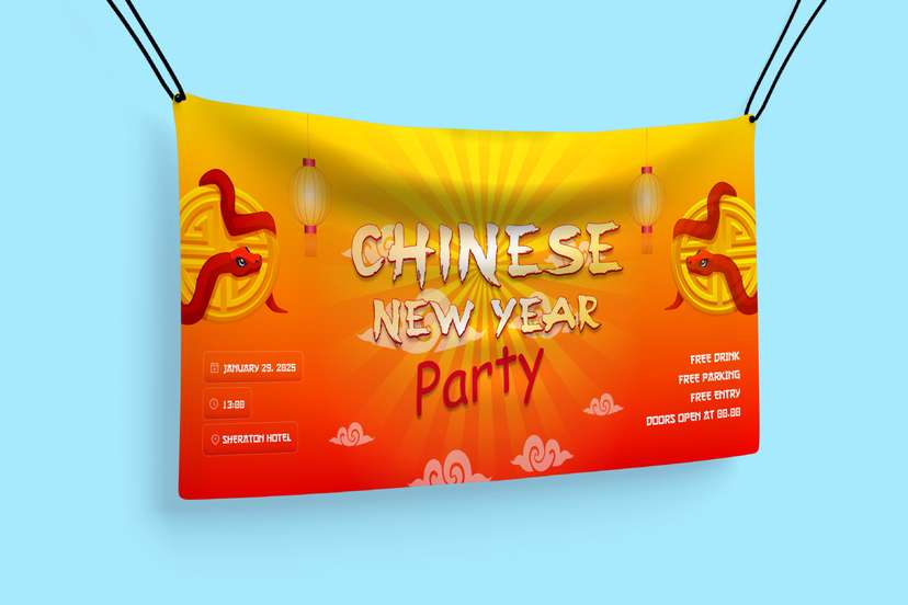 Layout Imlek, Chinese New Year, Baliho Imlek Merah - Image 1