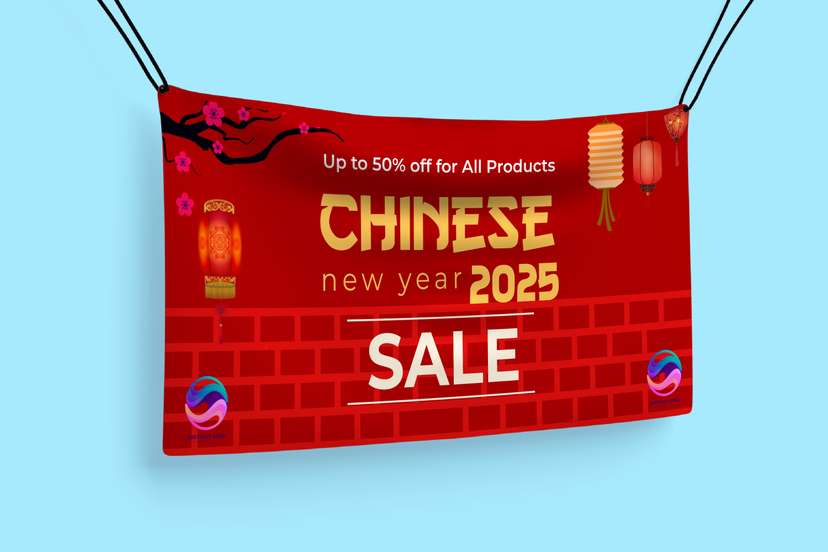 Layout Imlek, Chinese New Year, Baliho Diskon Imlek Merah - Image 1