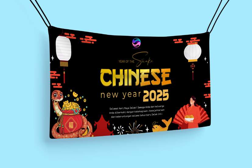 Layout Imlek, Chinese New Year, Baliho Imlek Hitam - Image 1
