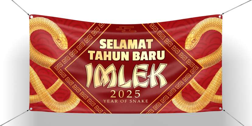 Baliho Imlek Tema Warna Merah Gold - Image 1