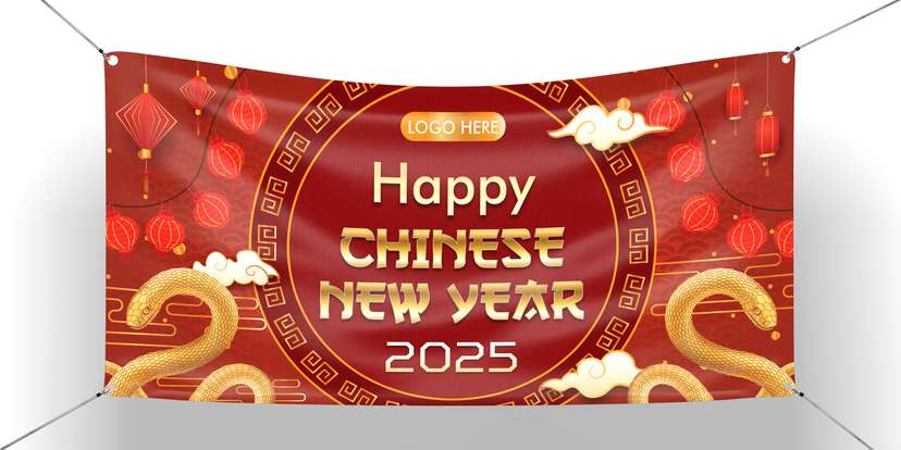Baliho Imlek Tema Warna Merah Maron Gold - Image 1