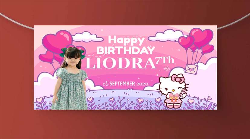 Baliho Hari Ulang Tahun Anak Hello Kitty - Image 1