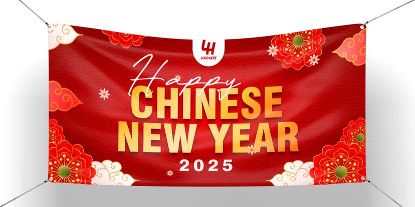 Baliho Tema Imlek Merah Kuning Bunga - Image 1