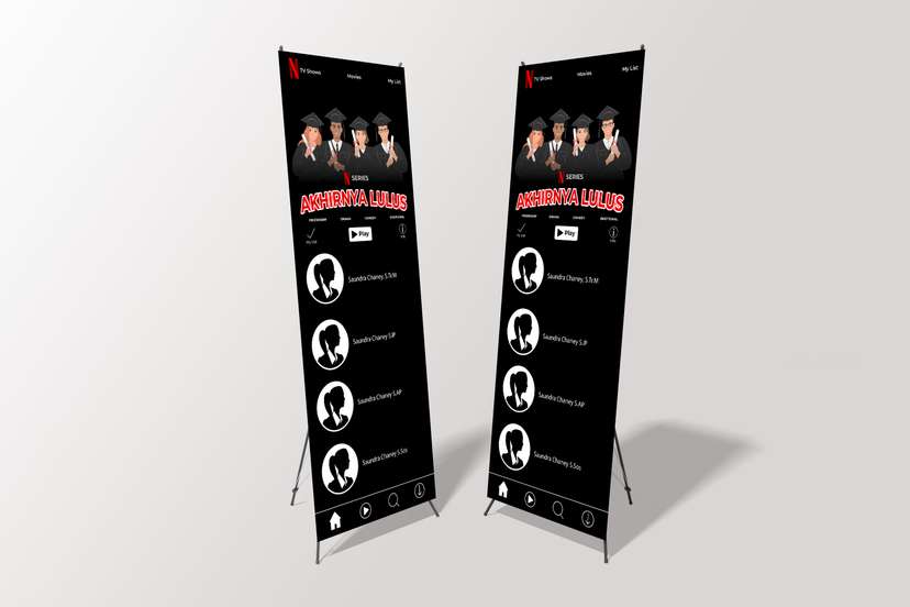 X Banner Wisuda Tema Netflix Lulus Merah Hitam - Image 1