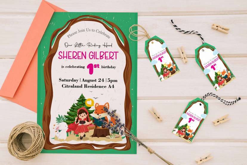 Undangan Ulang Tahun Tema Red Riding Hood - Image 1