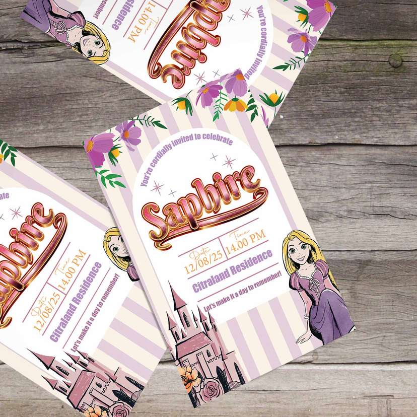 Undangan Ulang Tahun Tema Rapunzel - Image 1
