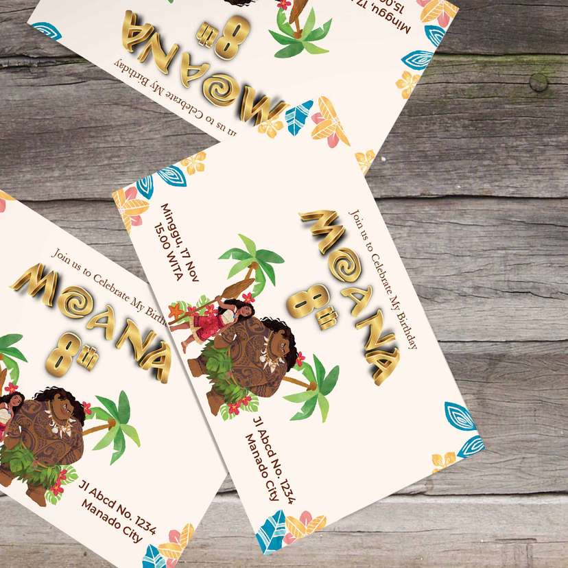 Undangan Ulang Tahun Tema Moana - Image 1