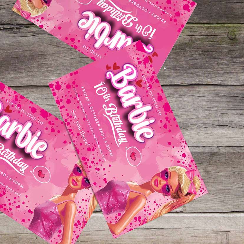 Undangan Ulang Tahun Tema Barbie - Image 1