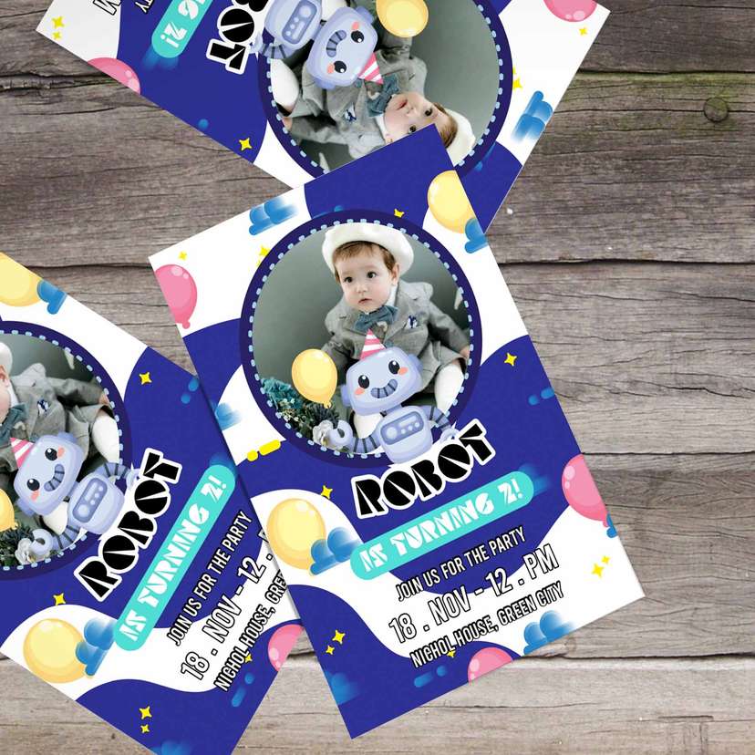Undangan Ulang Tahun Tema Robot - Image 1