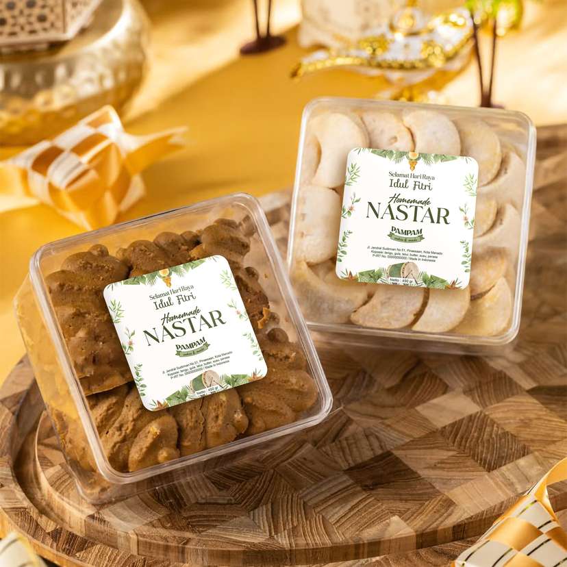 Stiker Toples Lebaran Idul Fitri Tema putih, hijau dan emas - Image 2