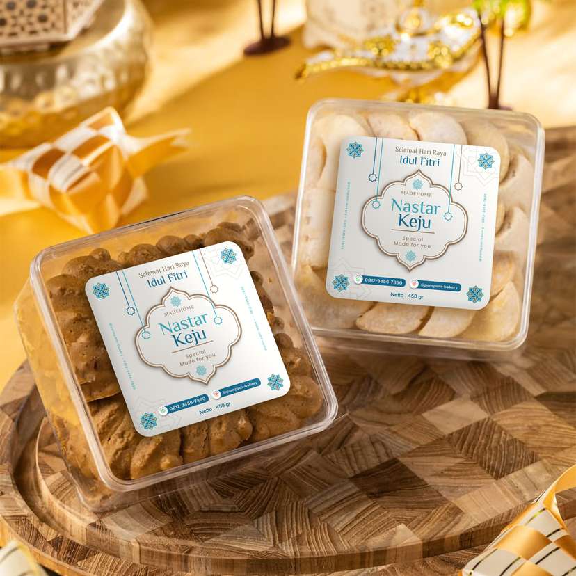 Stiker Toples Lebaran Idul Fitri Tema Putih, Krem, dan Biru - Image 2