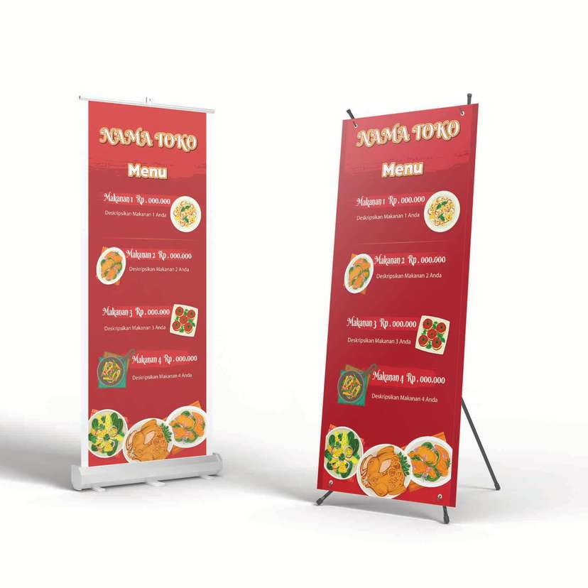 X Banner Menu Makanan Thema Merah Dan Elegan - Image 1