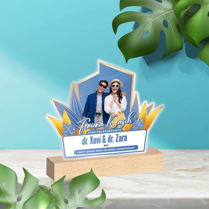 DreamLED Acrylic Ucapan Terima Kasih Tema Biru Emas Elegan - Image 1