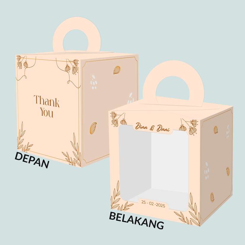 Box Kotak Souvenir Pernikahan Tema Warna Cream Gold - Image 1