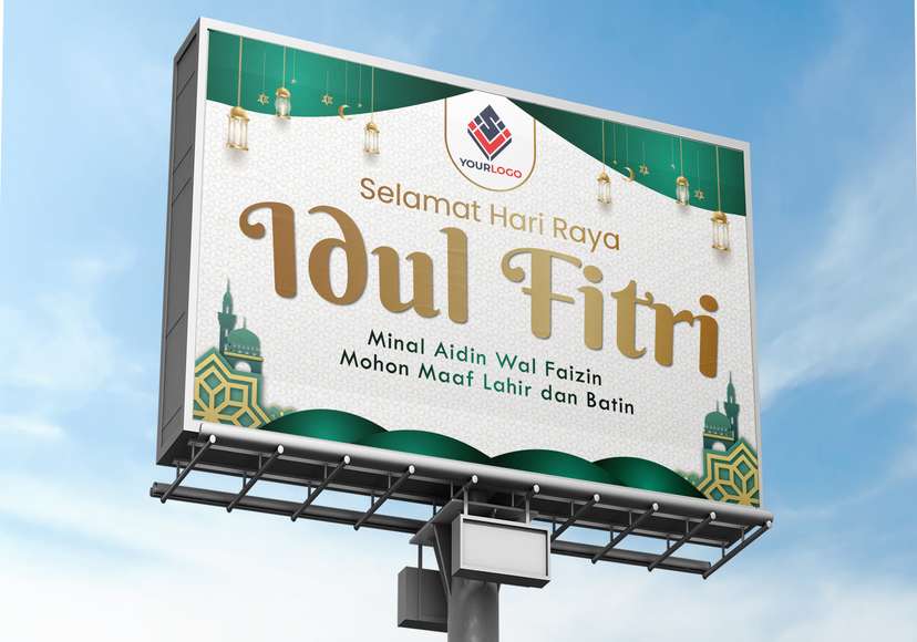 Baliho Idul Fitri Tema Hijau Putih - Image 1
