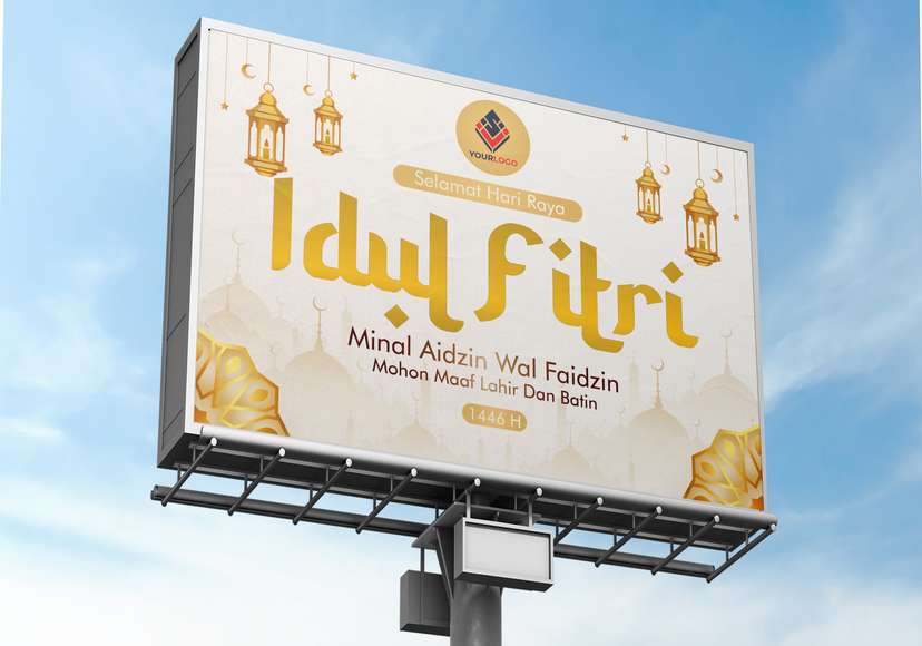 Baliho Idul Fitri Tema Gold Putih - Image 1
