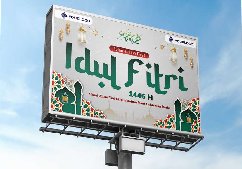 Baliho Idul Fitri Tema Hijau Putih - Image 1