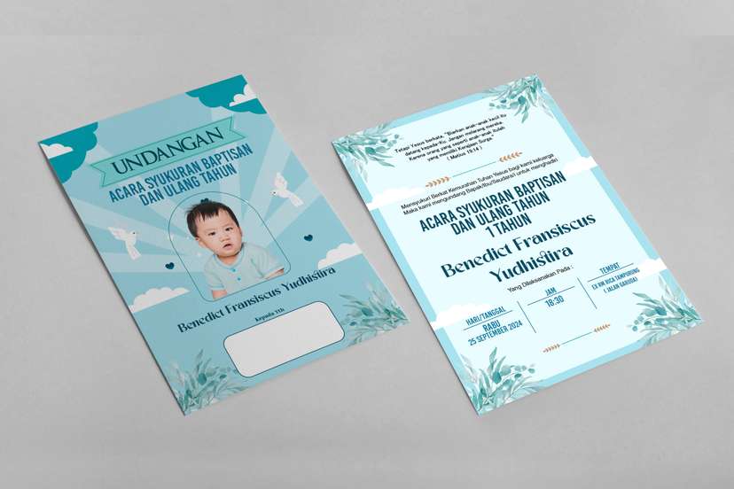 Undangan Ulang Tahun Dan Baptisan Kudus Tema Biru Putih - Image 1