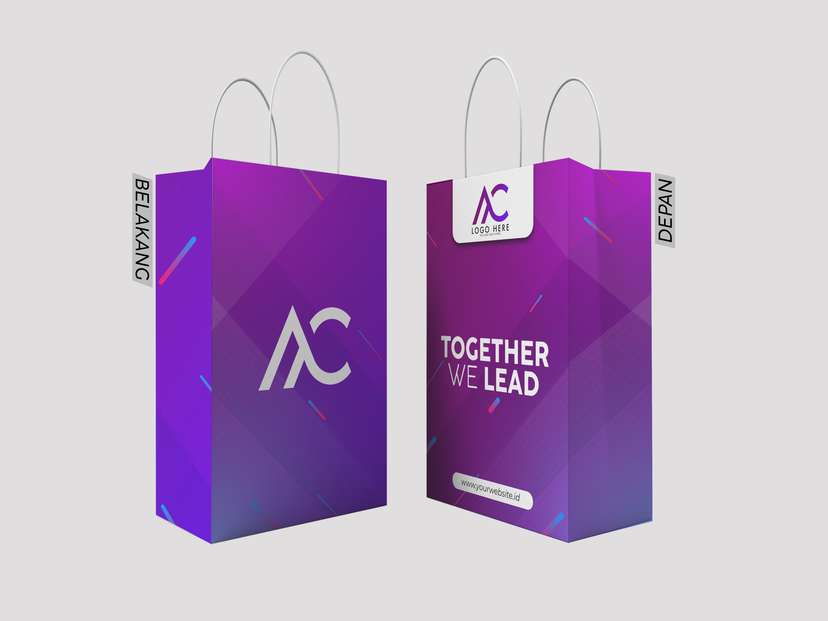 Paper Bag Design Simple Ungu Menyala - Image 1