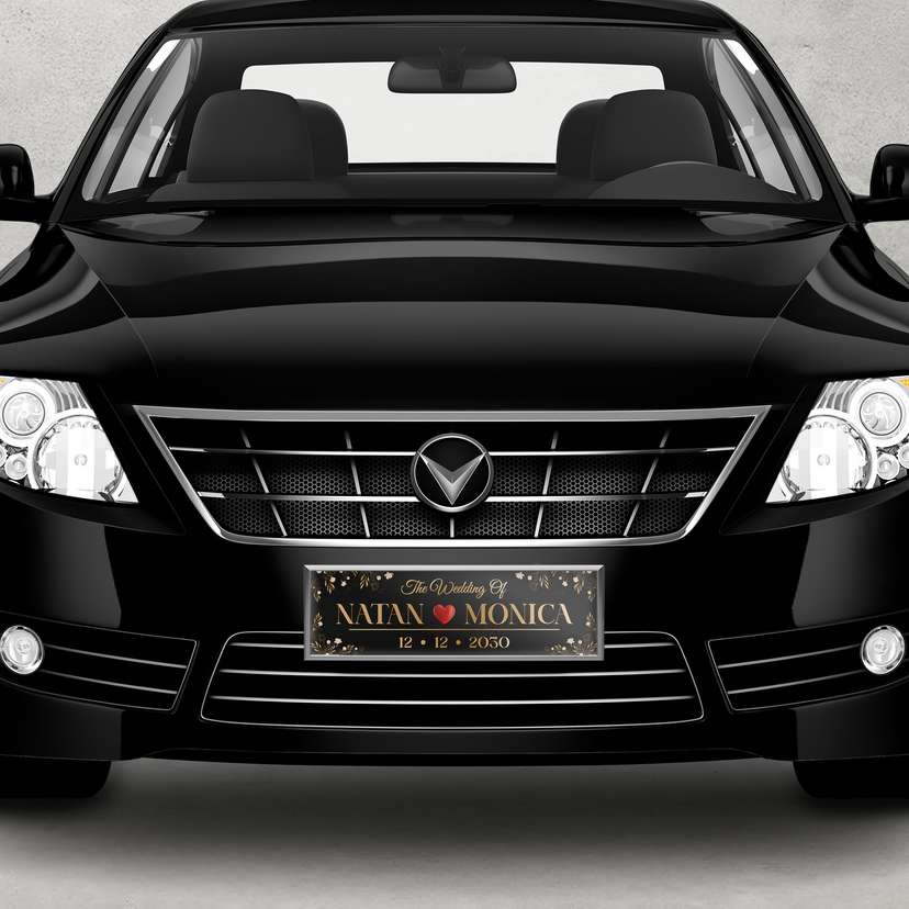 Wedding Plat Tema Floral Hitam Emas - Image 1