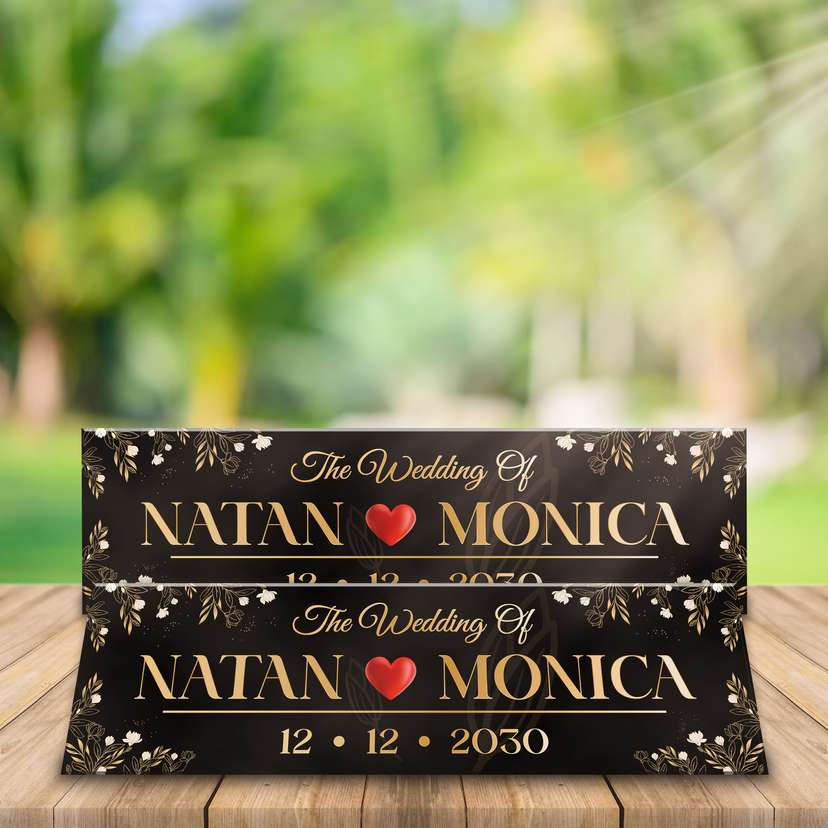 Wedding Plat Tema Floral Hitam Emas - Image 2