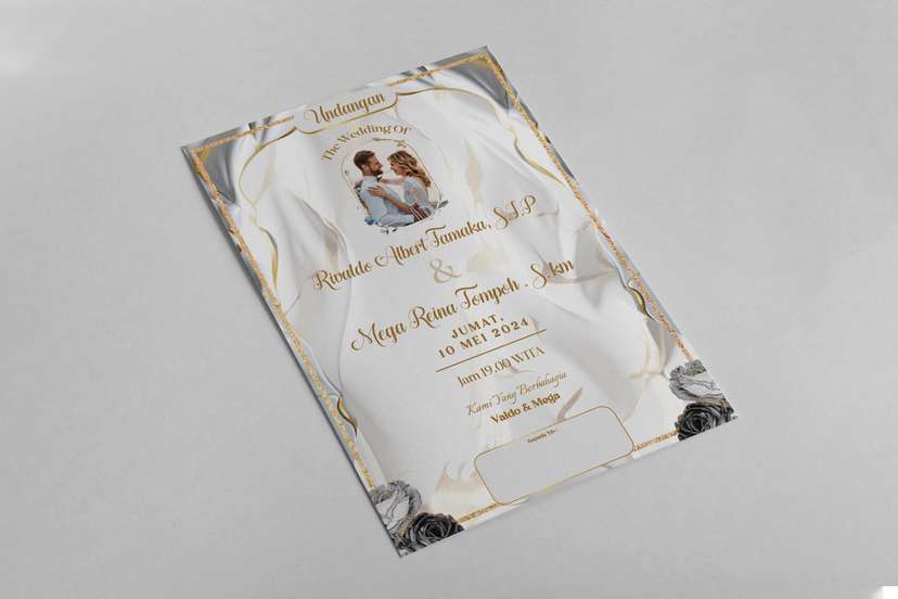 Undangan Wedding Tema Gold Putih - Image 1