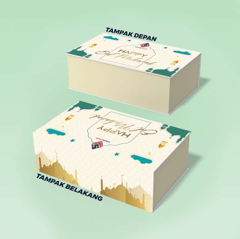 Box Hard Cover Hampers Idul Fitri HIjau Gold - Image 1