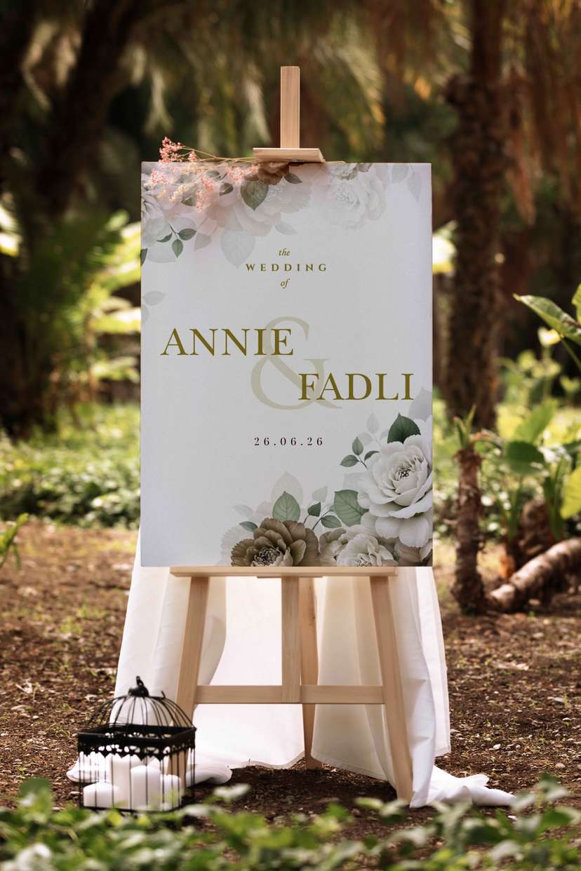 Wedding Welcome Sign Soft Flower - Image 1