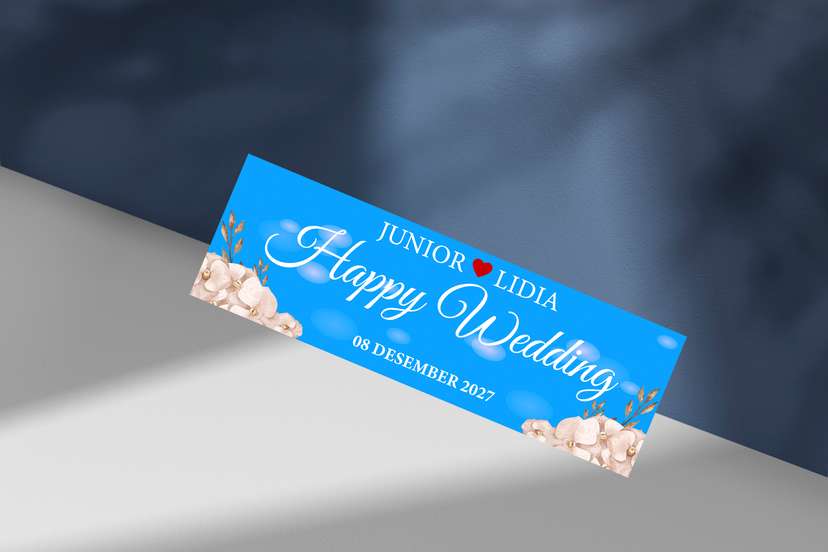 Wedding Plate Biru Bunga Coklat - Image 1