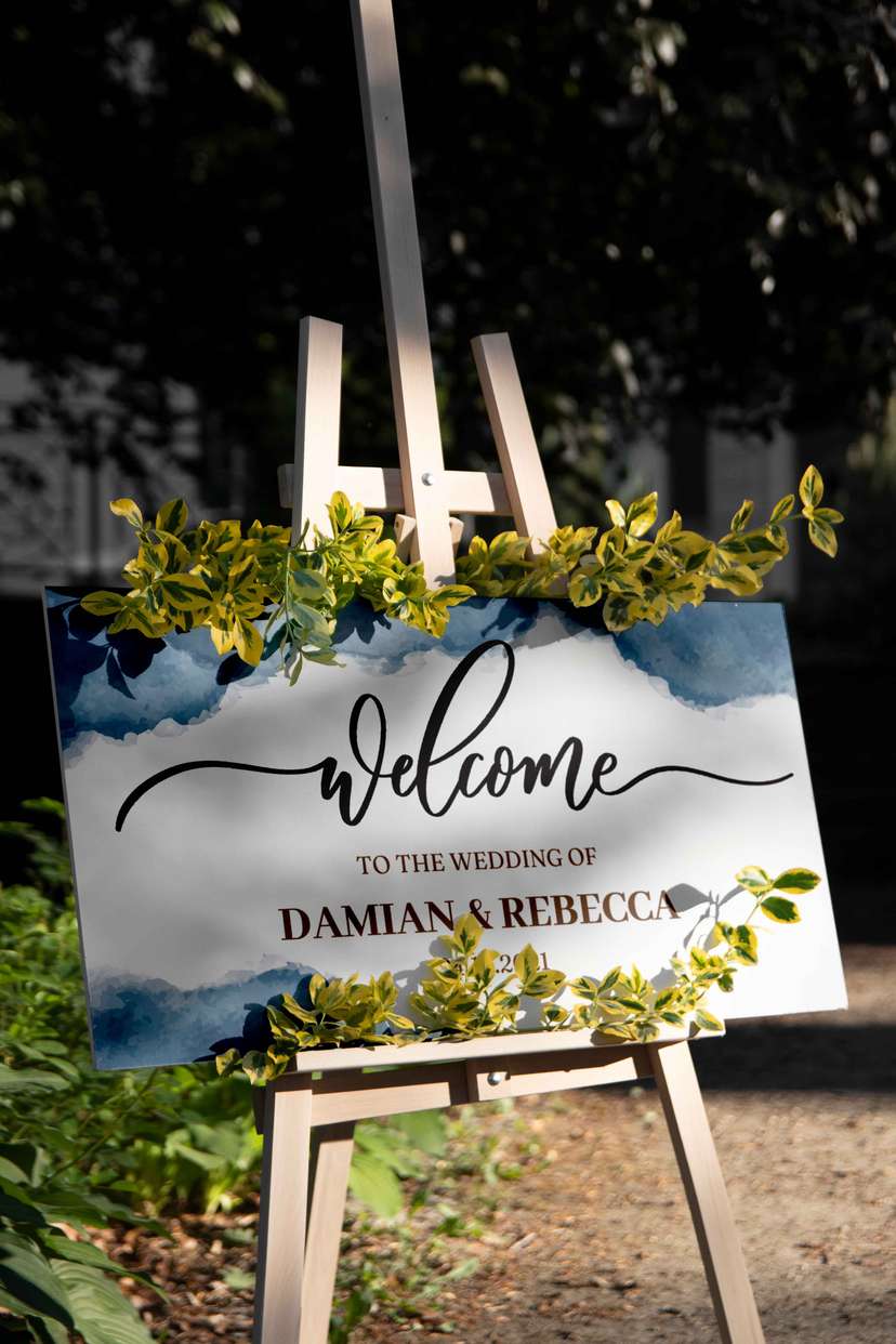 Wedding Welcome Sign Blue Theme - Image 1