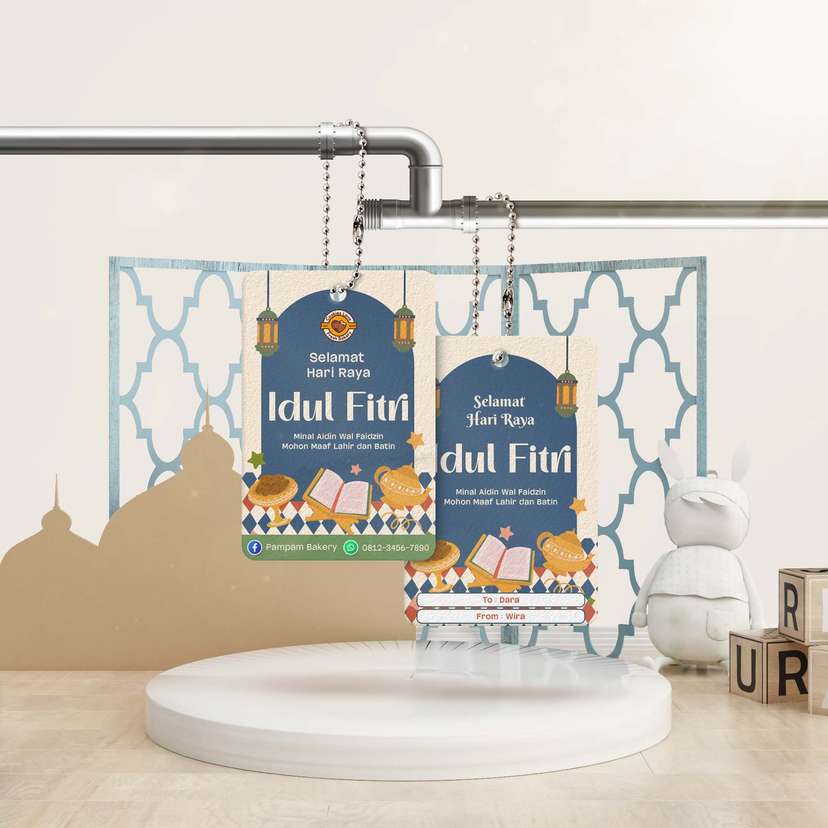 Hang tag Idul Fitri Biru Islami - Image 1