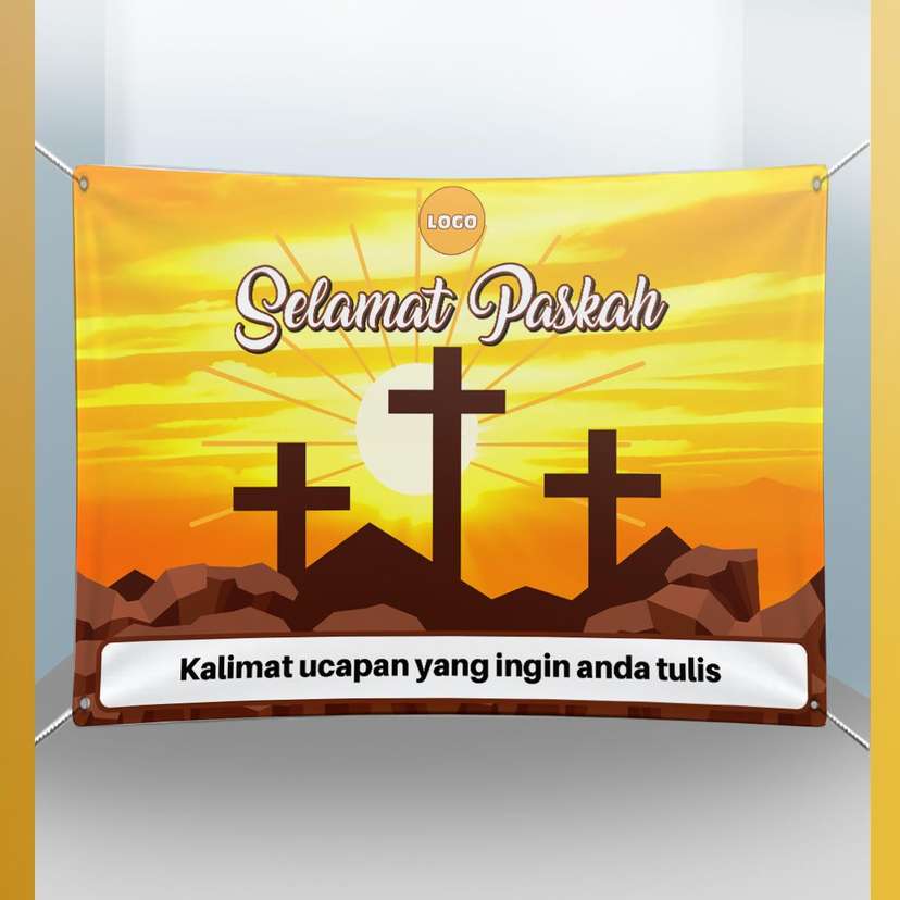 Baliho paskah Thema Sore Hari Tiga Salib Dominan Orange - Image 1