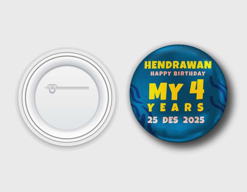 Design Pin Peniti Birthday Party Blue - Image 1