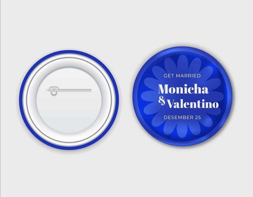 Desain Pin Peniti Pernikahan Monicha & Valentino dengan Tema Elegan - Image 1