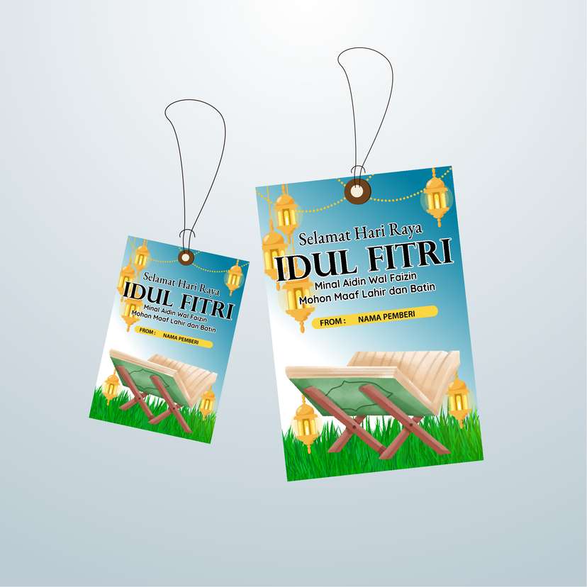 HangTag Idul Fitri Langit Biru Lampu - Image 1