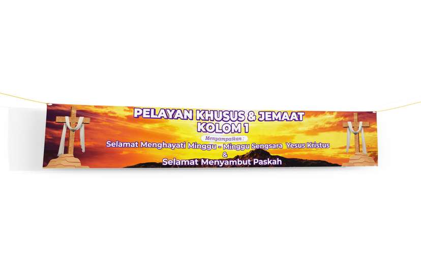 Banner Ucapan Selamat Paskah Warna Orange Sunset - Image 1