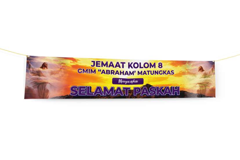 Banner Ucapan Selamat Paskah Latar Sunset - Image 1