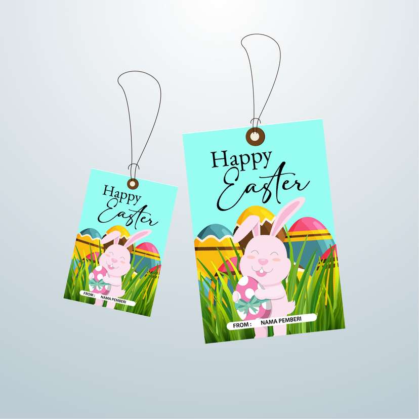 HangTag Paskah Tema Kelinci dan Telur - Image 1