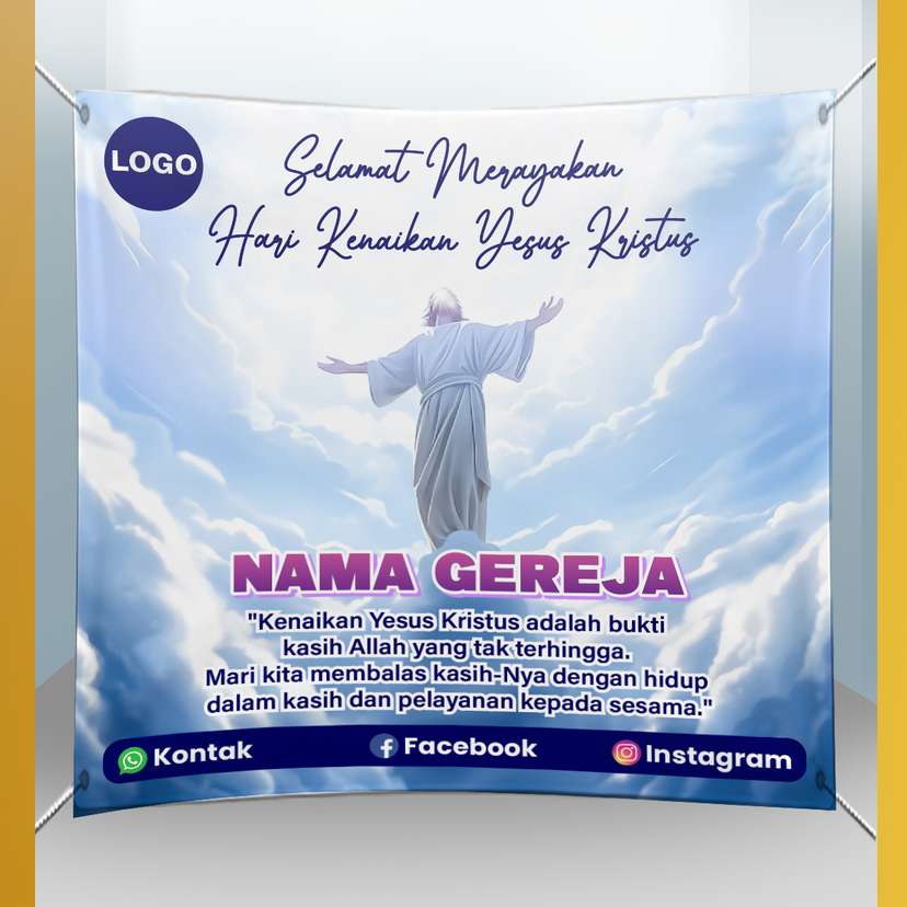 Baliho Kenaikan Yesus Kristus Bercahaya Langit Biru - Image 1