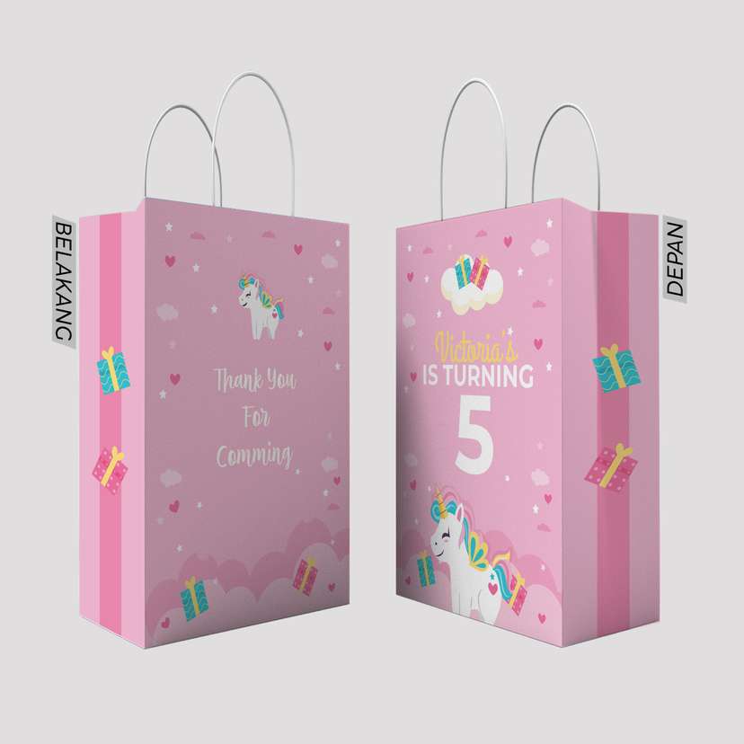 Paper Bag Ulang Tahun Tema Pink Unicorn - Image 1